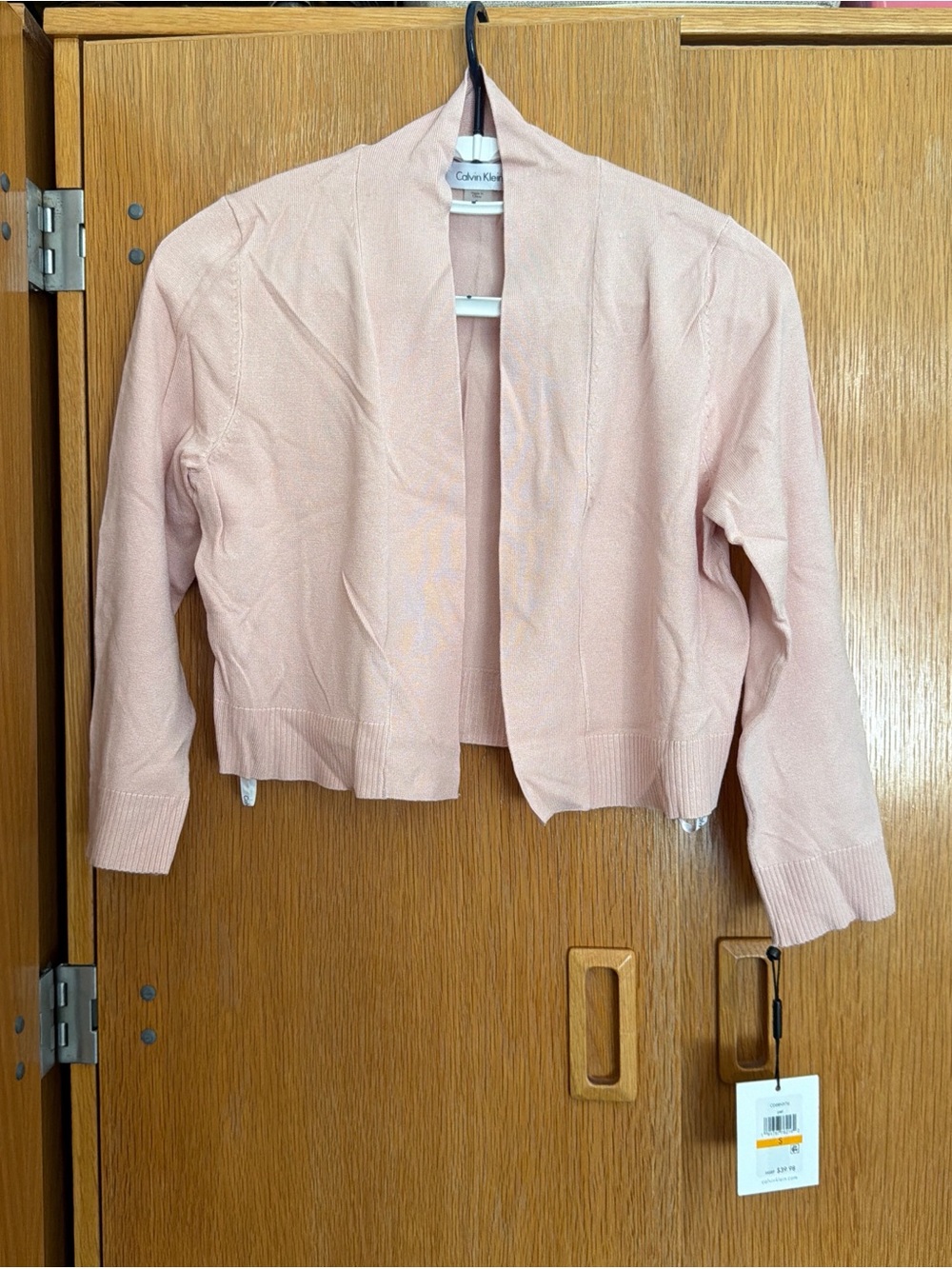 Calvin Klein Women's Light Pink Open-Front Knit cardigan